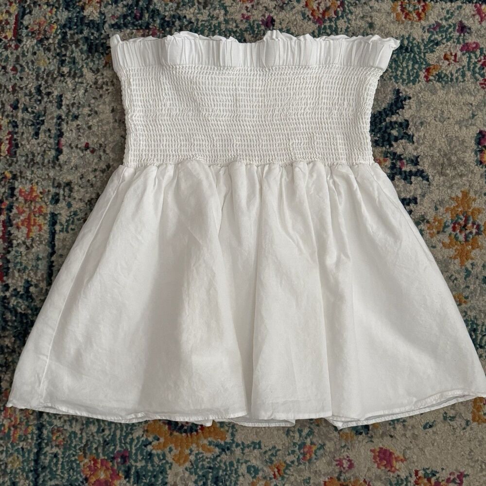 Janie and Jack Cotton White Smocked Shirt in White Size 18